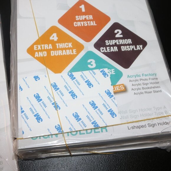 Acrylic sign holder 8.5x11 pack of 10 total box shows wear contents fine - Picture 4 of 5